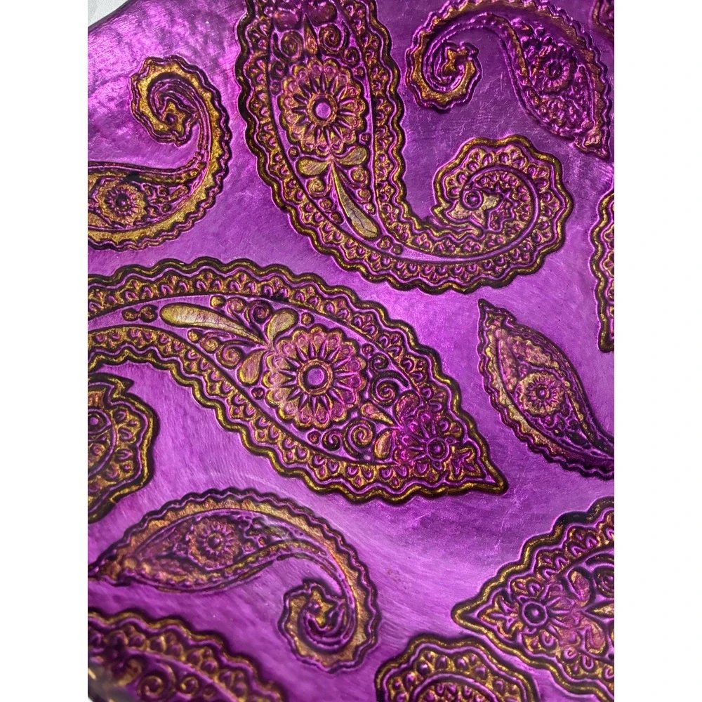 Red Pomegranate Etched Tableware Created By Hand Paisley Pattern Hand Decorated